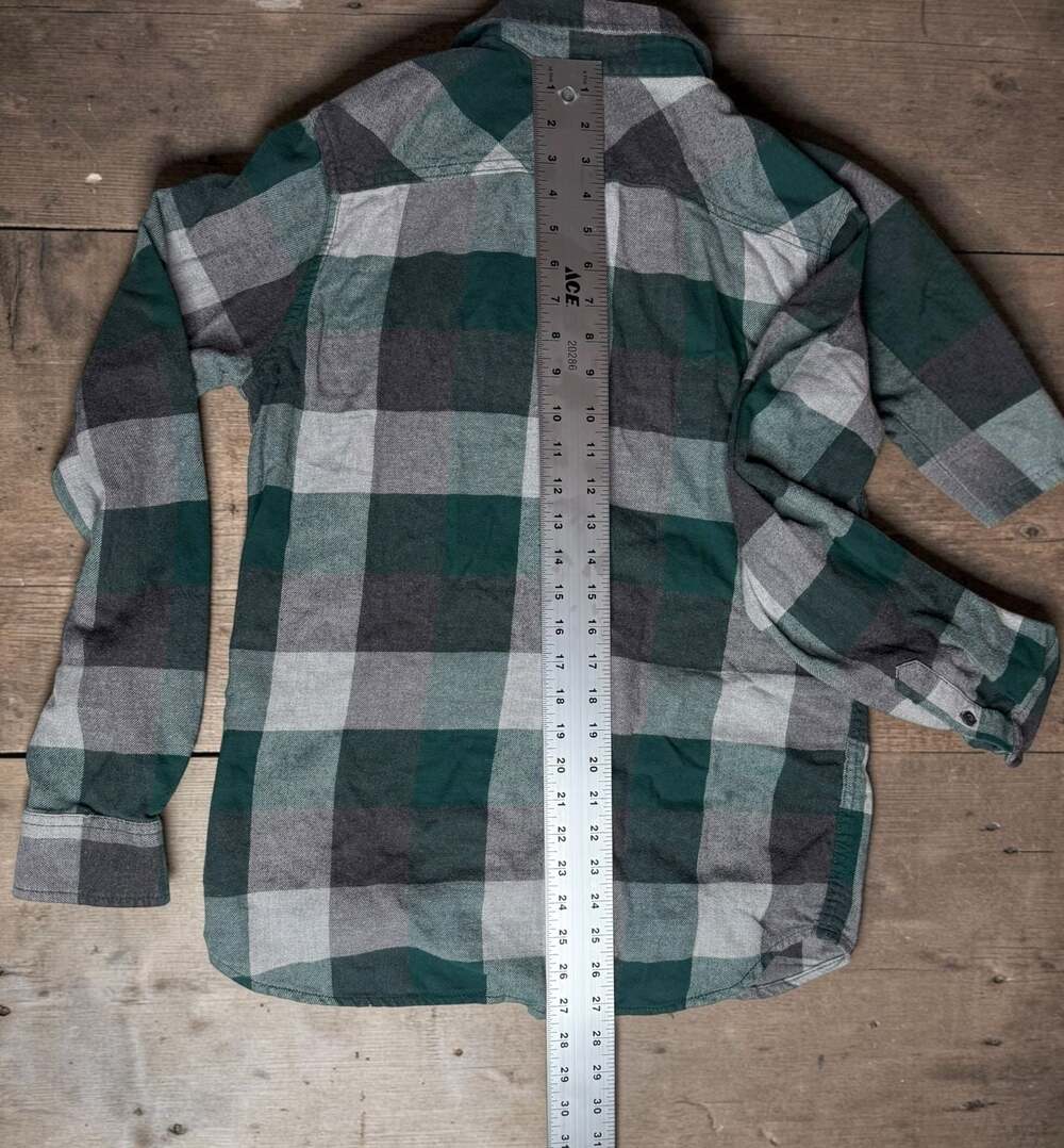 Vans Tailored Fit Plaid Flannel Button Down Shirt Green Grey Small